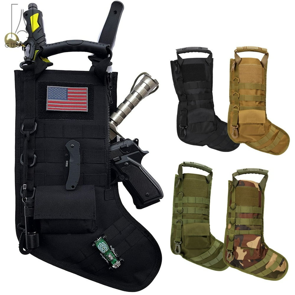 GustaveDesign 18.11" Tactical Christmas Stocking with Handle, Molle Tactical Christmas Stocking