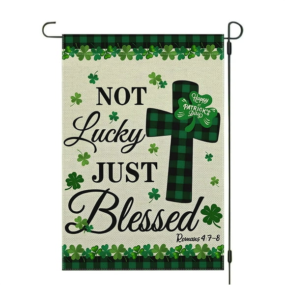 Honganda Irish Yard Flags Letters Cross Shamrocks Garden Flag Seasonal Outdoor Flags Holiday Decorations