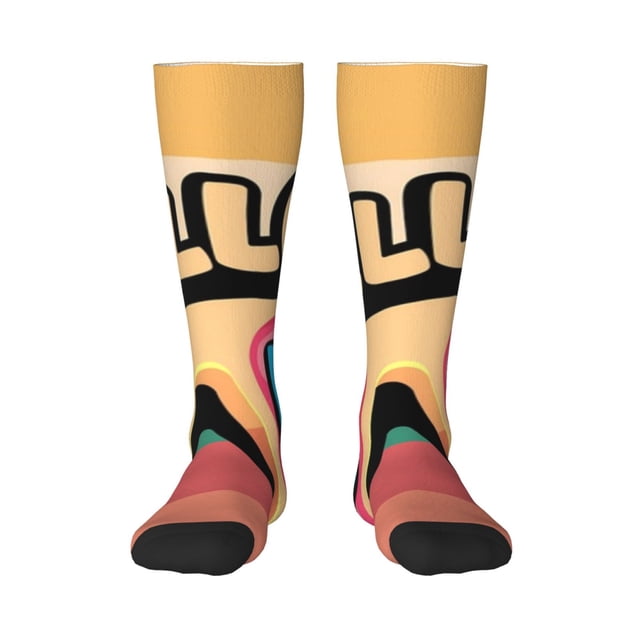 Fotbe Hello Summer Calcetas Divertidas Estampadas para Hombre y Mujer, Calcetas de Algodón hasta la Rodilla para Caminar, Correr, Enfermería y Embarazo