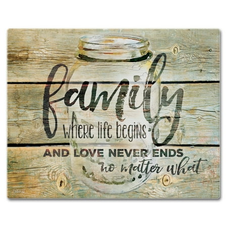 CounterArt "Family Time" 3mm Heat Tolerant Glass Cutting Board 15" x 12"