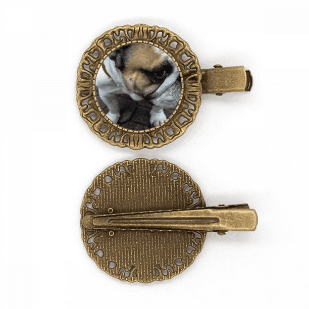 Bulldog Pet Animal Photography Pictures Hairpin Headdress Brooch