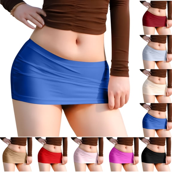 PUMISAS Summer Mini Skirts For Women Solid Color High Waisted Wrap Hip Skirts Casual Tight Mini Skirts