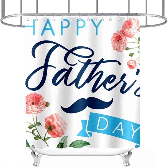 Amarainy Happy Father's Day Shower Curtain Floral Rose Dad Daddy Romantic Watercolor Theme for Kids Bathroom Decor Cloth Fabric Sets with Hooks Waterproof Washable 72 x 72 inch