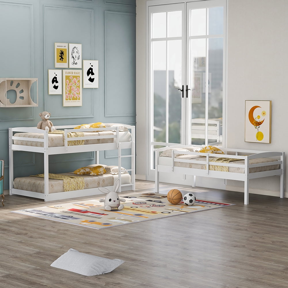 Kadyn Bunk Beds for Kids, Solid Wood Twin Triple Bunk Beds / Loft Bed for Kids/Adults, No Box Spring Needed-White