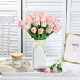 thumbnail image 5 of Pink Fake Tulips Artificial Flowers - Artificial Pink Tulips Faux Flowers with Stems for Home Wedding Hotel Office Centerpiece Decor, 5 of 5