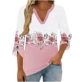 thumbnail image 6 of Tqcoqu Women's Casual Loose Tunic Tops Blouses,V Neck 3/4 Sleeve Floral Print Fit Tops,White-A Women's S-XL, 6 of 7