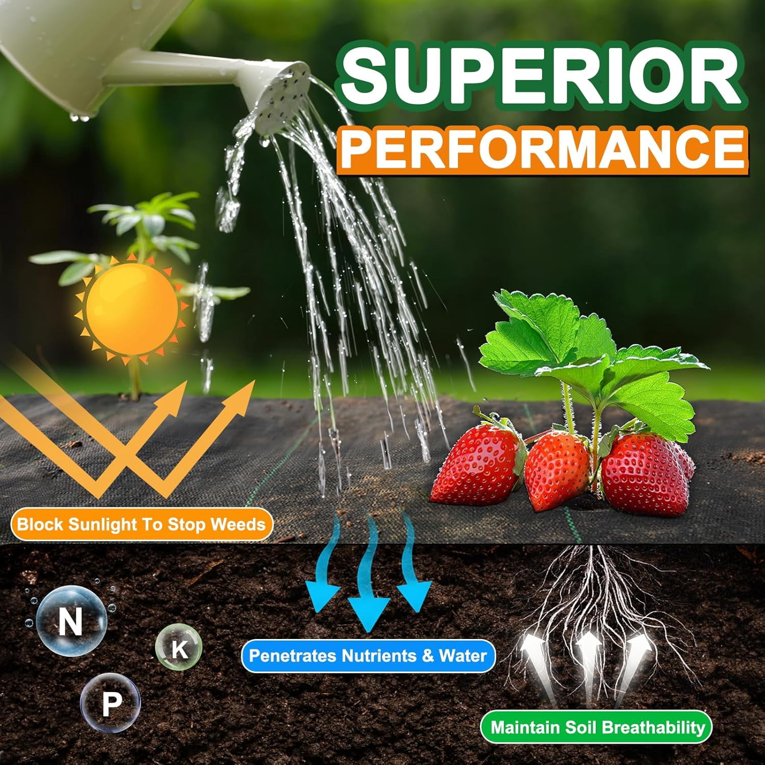 Garden Weed Barrier Landscape 2FT x 50FT, Premium Weed Control Garden Cloth, Durable Woven Geotextile , Mulch Breathable Ground Cover for Landscaping Weed Blocker Garden Bed