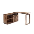 thumbnail image 6 of L Shaped Desk with Sliding Barn Door, 47" Computer Desk with Bookshelf, Corner Desk Workstation with Storage Shelves, Oak & White, 6 of 8