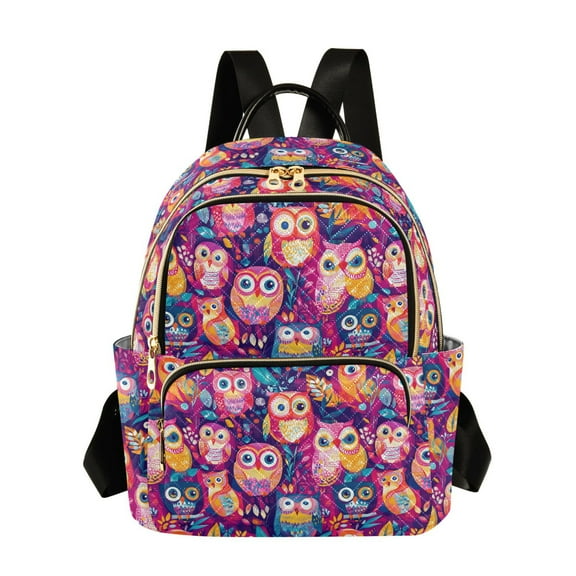 WOBOGO Colorful Owl Backpack Durable Lightweight Shoulder Bag Built-in Laptop Sleeve and Multiple Utility Compartments