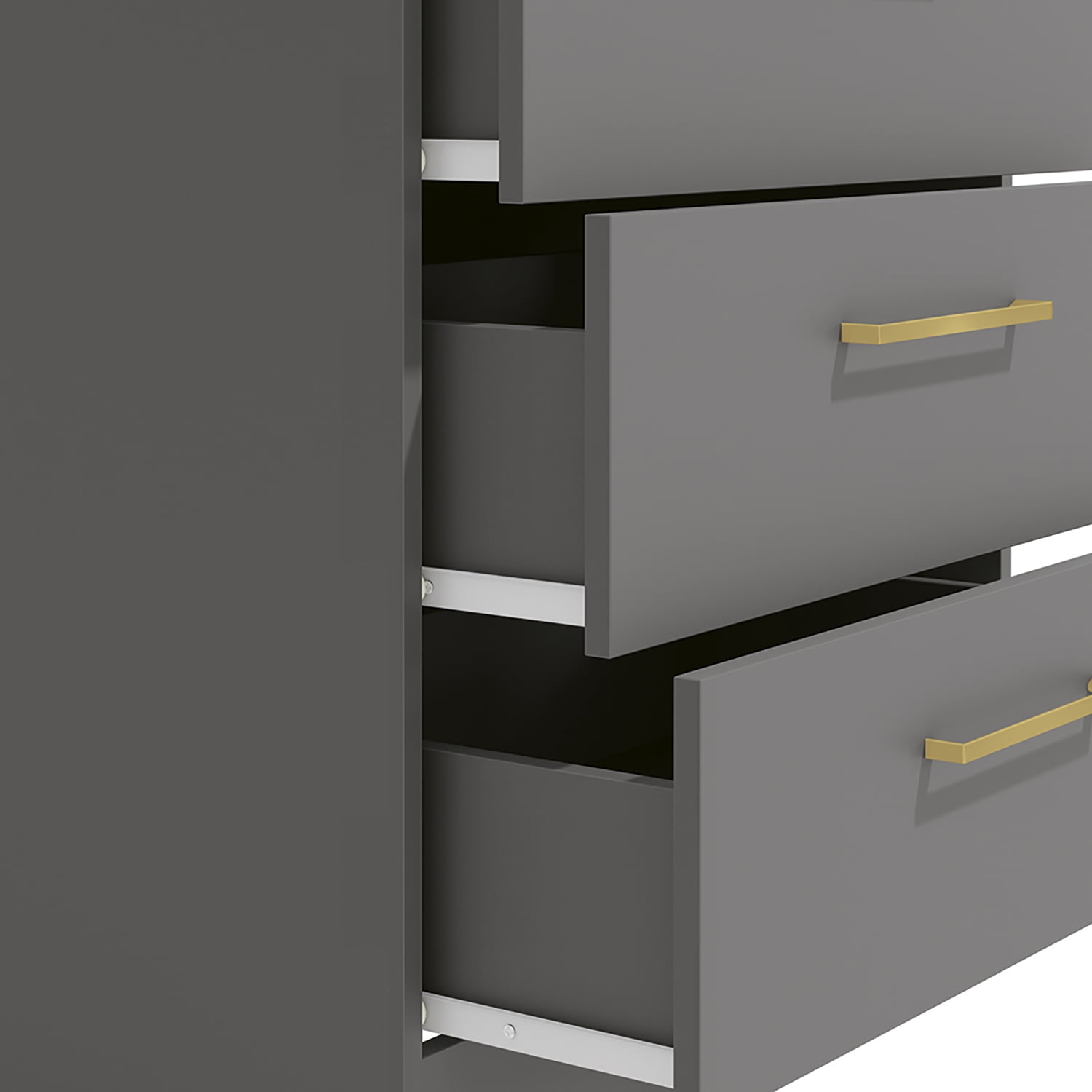 Kappesberg Jolyne 3-Drawer Vertical Dresser with Gold Hanldes Gray – Modern Bedroom Storage for Adults and Teens