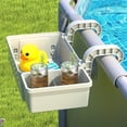 thumbnail image 4 of Cateissary Estante de bebidas extraíble para piscina con cesta de almacenamiento de piscina de adaptación Universal con portavasos Almacenamiento y organización del hogar gris, 4 of 6