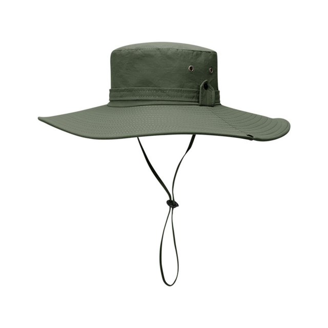 Men Sun Hat Solid Color Fasten String Wide Brim Sunscreen Beach Hat Summer Head Supply