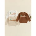 thumbnail image 3 of FOCUSNORM Toddler Halloween Sweaters Pumpkin Letter Embroidered Long Sleeve Round Neck Ribbed Knitted Pullover, 3 of 9