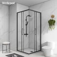 thumbnail image 5 of Wellcool Showers door Modern Black Framed Corner Shower Enclosure with Clear Tempered Glass and Ergonomic Handle for Contemporary Bathroom Space, 5 of 6