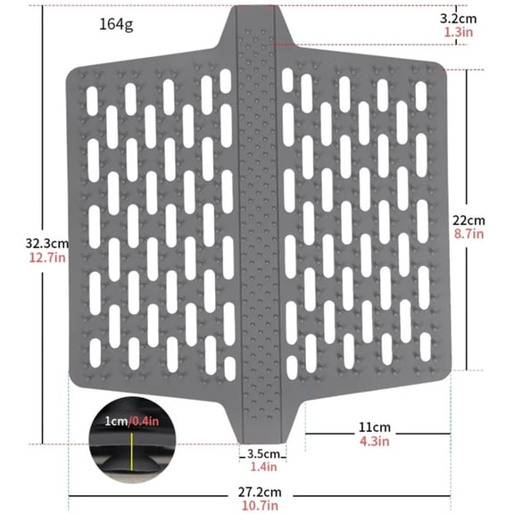 Silicone Saddle Sink Protector Mat, Double Function Heat Resistant Non-Slip Kitchen Sink Edge Guard & Insulation Pad