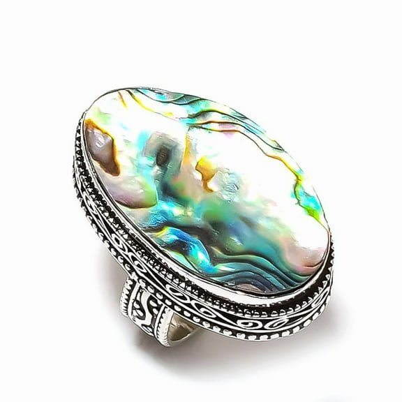 Abalone Shell Handmade 925 Sterling Silver Gift Jewelry Ring Size 6.5