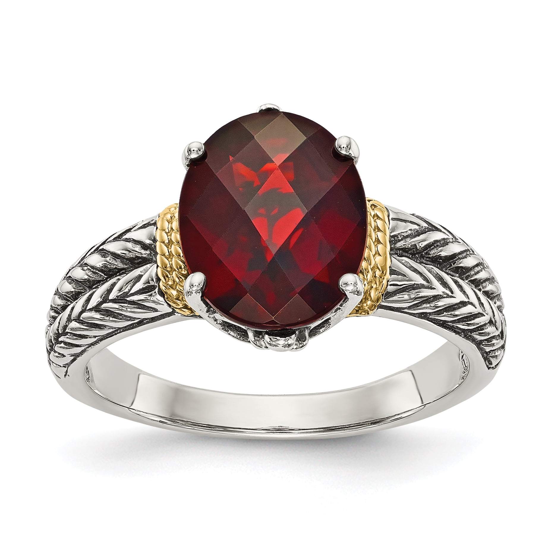 Sterling Silver w 14k Garnet Ring by Saris and Things QG