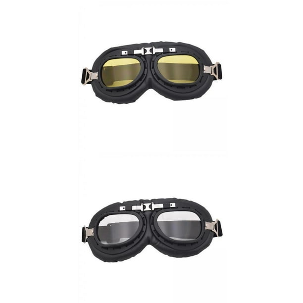 2 piezas de gafas de motocicleta antiarañazos Steampunk estilo vintage gafas de motocross gafas deportivas aptas para medio casco montar bicicleta de crucero hombres mujeres claro y amarillo Yotijar Gafas de moto