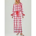 thumbnail image 4 of Hirigin Store Mommy and Me Matching Pajamas Plaid Print Lape Long Sleeve Tie Front Tops and Pants Sleepwear, 4 of 7