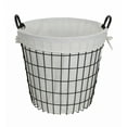 thumbnail image 1 of White Lined and Metal Wire basket with Handle, 1 of 3