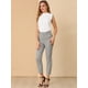 thumbnail image 2 of Pantalones de tobillo de trabajo de oficina trasera elásticos de cintura alta a cuadros de mujer Marrón claro XL, 2 of 6