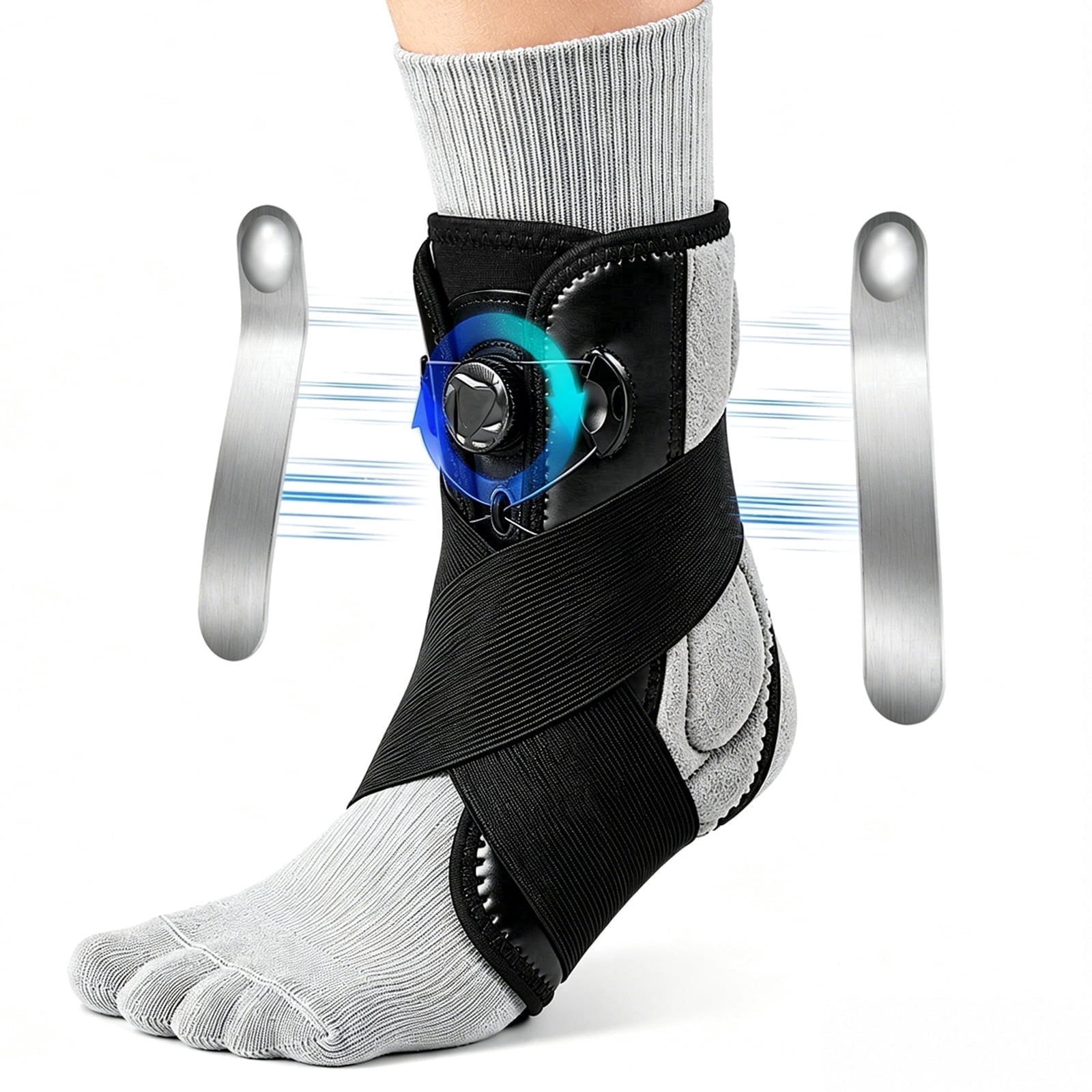 Ankle Brace for Men & Women, Adjustable Lace-up Ankle Support with Side Stabilizers for Recovery, Pain Relief & Stability, 1Pack, l