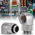 thumbnail image 2 of SHENMO 90 Degrees PC Water Cooling Two touch Fitting G1/4 Thread Elbow Barb Connector for Tube Silver, 2 of 8