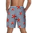 thumbnail image 4 of Goofa Starfish Navy Blue Stripe Printed Men's Swim Trunks Board Shorts Quick Dry Mens Swimming Trunks with Compression Liner,Breathable Fit Hawaii Beach Shorts-XX-Large, 4 of 9