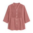 thumbnail image 4 of Women's V-Neck Button Front Patchwork Top Modern Comfortable Fit For Everyday Wear, 4 of 4