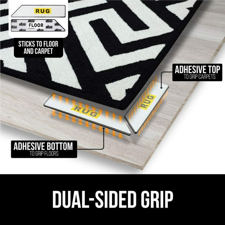 Gorilla Grip Rug Gripper, Dual Sided Anti Curl Corner Side Grippers, 8  Piece Reusable Washable Patent Pending Pads, Keep Area Rugs Flat on  Hardwood