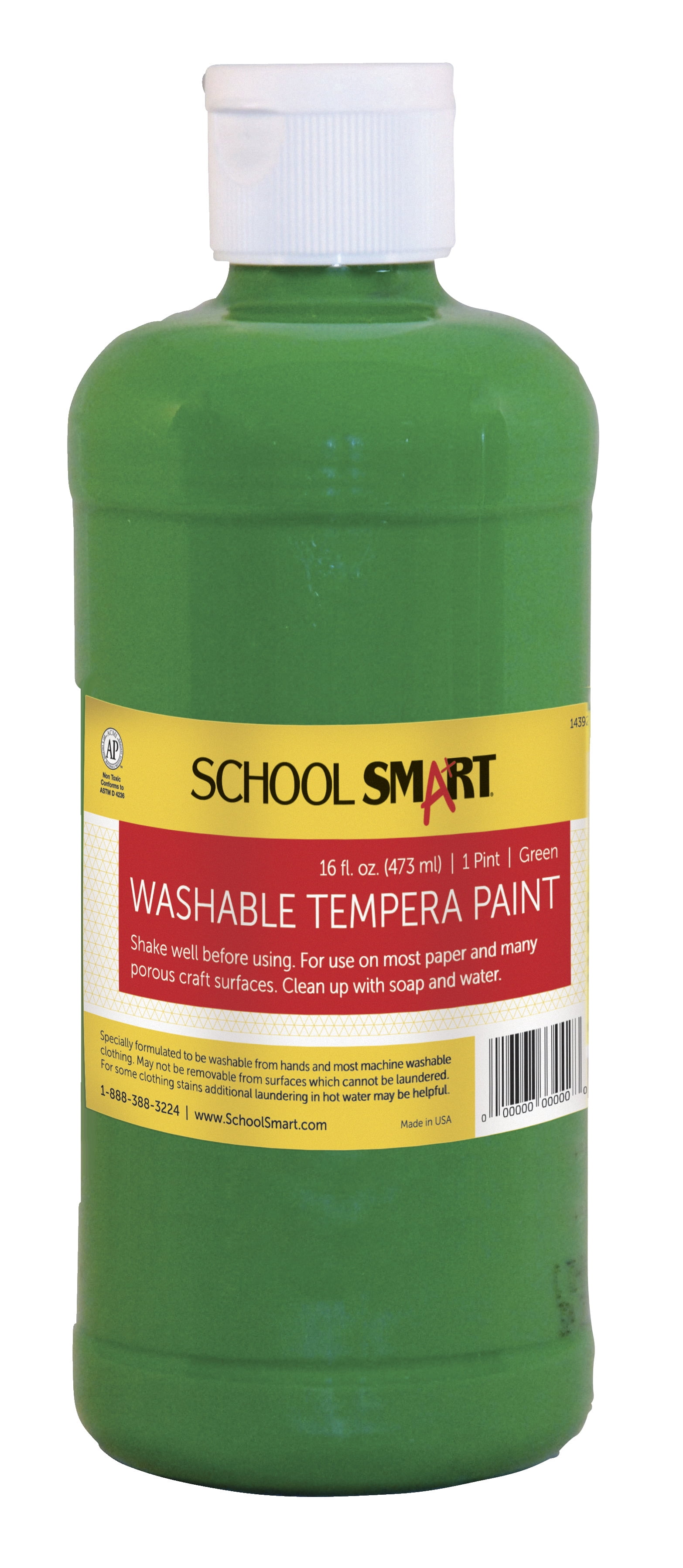 School Smart NonToxic Washable Tempera Paint, 1 pt Plastic Bottle