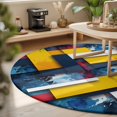thumbnail image 3 of Round Rugs 3Ft, Yellow Blue Red Geometric Round Area Rug Washable Indoor Throw Carpet, Modern Color Splash Small Non Slip Circle Rug for Bedroom Living Room Home Decor Aesthetic, 3 of 8