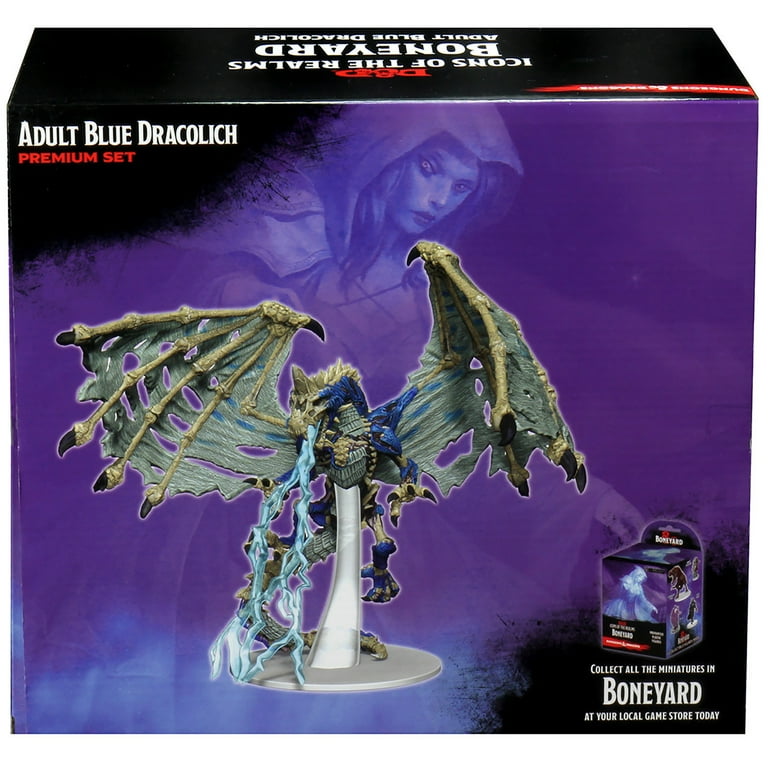 D&D Icons of the Realms Miniatures: Boneyard Premium Set - Blue Dracolich  (Set 18) - Painted Figure, Dungeons & Dragons