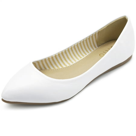 

Ollio Women s Shoes Faux Leather Ballets Comfort Basic Light Flats M1040