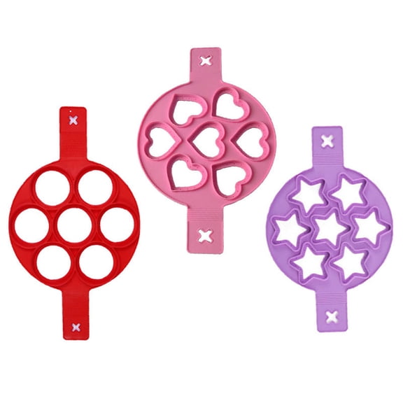 Bibsen Nonstick Pancake Molds Ring Silicone Fried Egg Mould Reusable Pancake Maker Egg Ring Kitchen Cooking Baking Tools Flip Cooker Pancakes Mold 7 Circles 3pcs