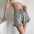 thumbnail image 2 of HBGVBA Women Pajama Shorts,Summer Sleep Loungewear,Knit Drawstring High Waist Sleep Shorts Lace Thin Loose Homewear Bottoms, 2 of 6