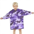 thumbnail image 3 of Purple Lilac Camo Classic Shapes Pattern Blanket Hoodies for Kids 6-13YR Oversize Wearable Blanket Hoodies for Boys Girls Teens, 3 of 7