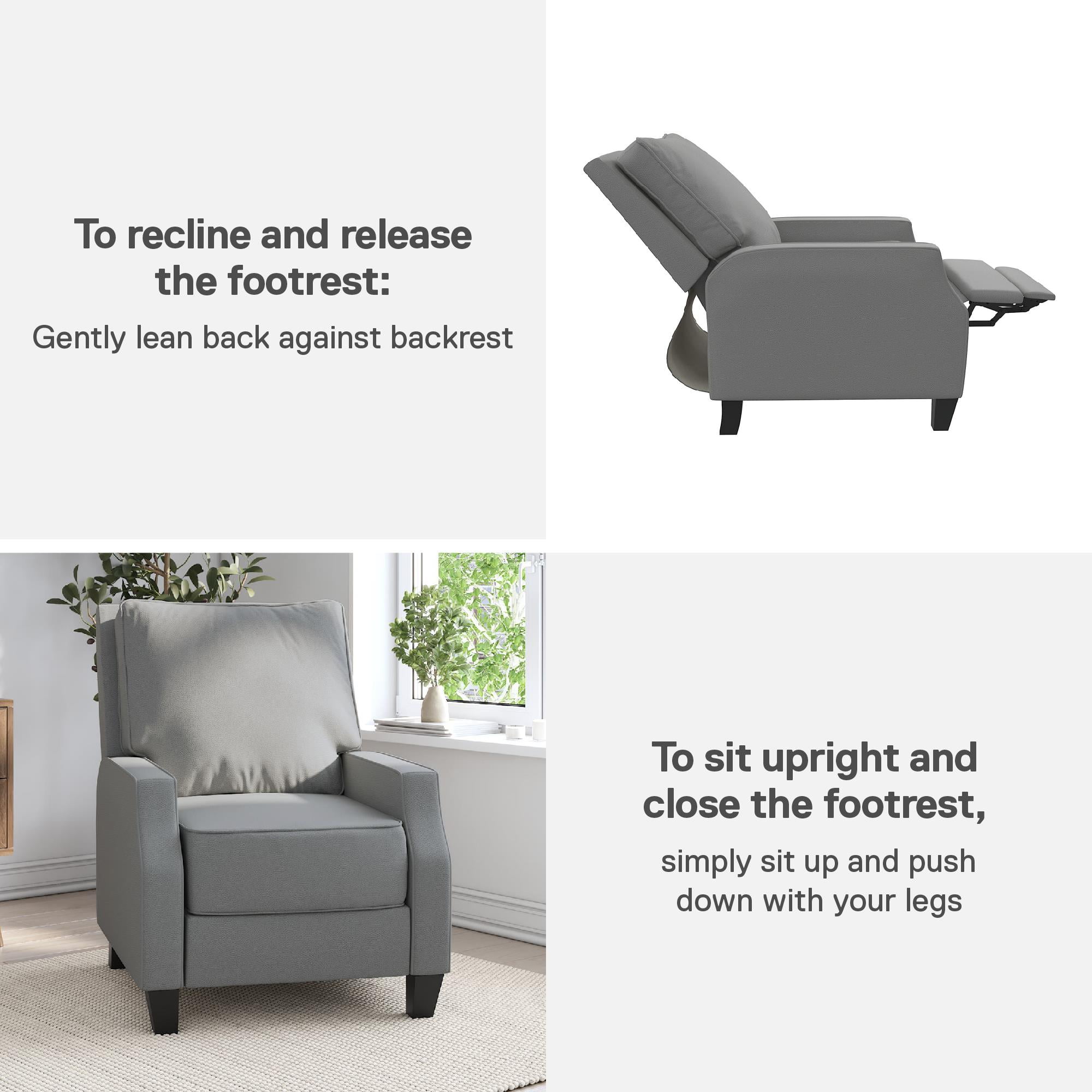 DHP Randen Pushback Recliner Chair for Living Room, Charcoal Microfiber