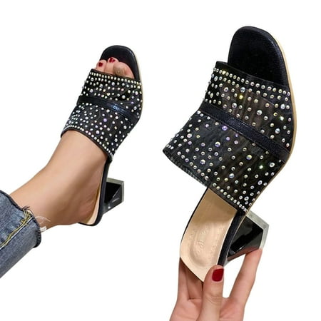 

Christmas Sandals For Women Ladies Heel High Heel Casual Bohemian Beach Shoes