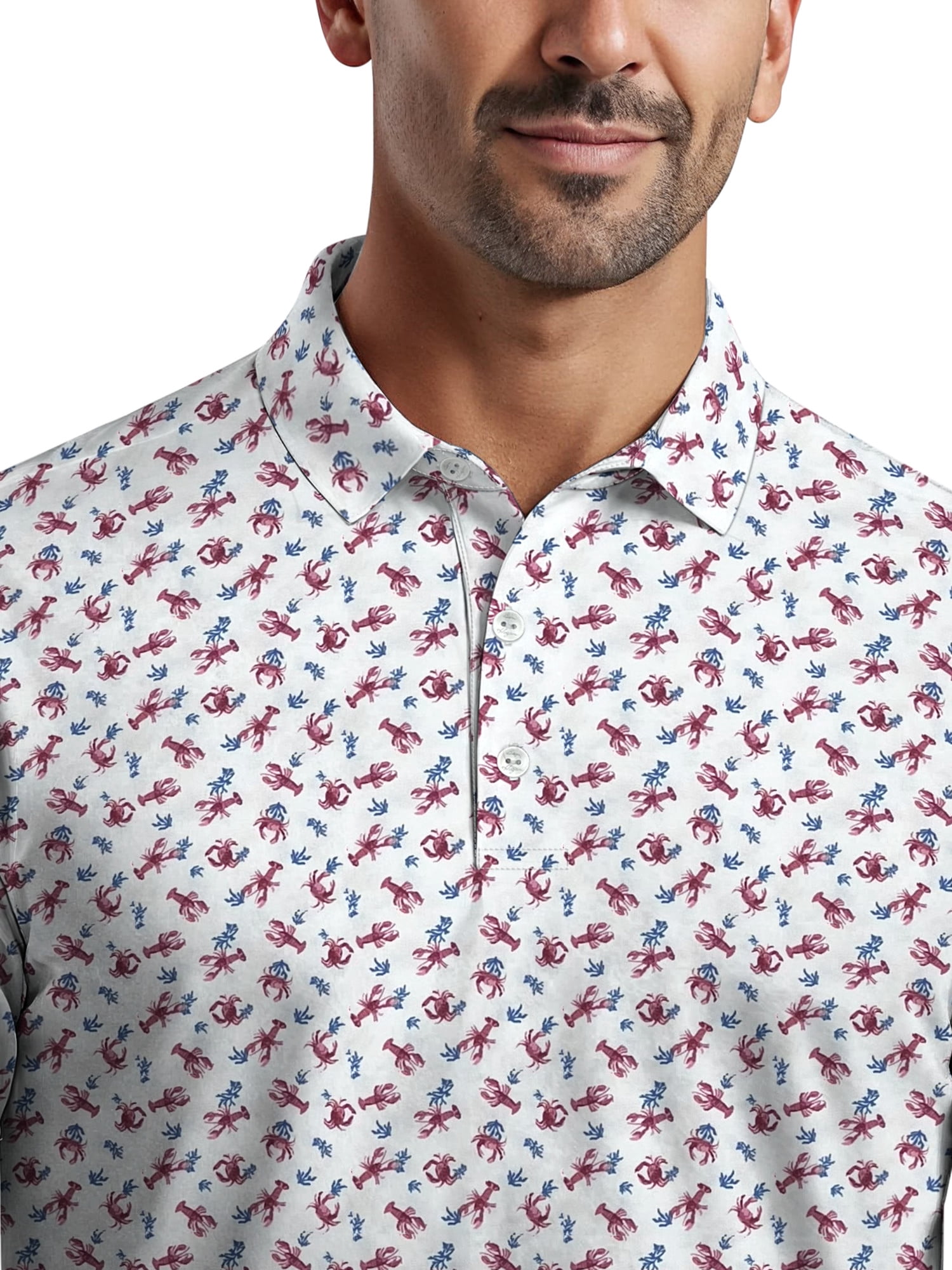 Ben Hogan Men's & Big Men's Performance Lobster Print Golf Short Sleeve Polo Shirt, up to 5XL