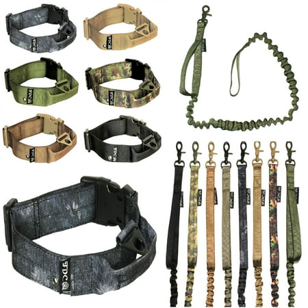 SET of Tactical COLLAR + LEASH Dog Military Army HEAVY DUTY Traning with HANDLE Width 1.5in Plastic Buckle  M: Neck 12