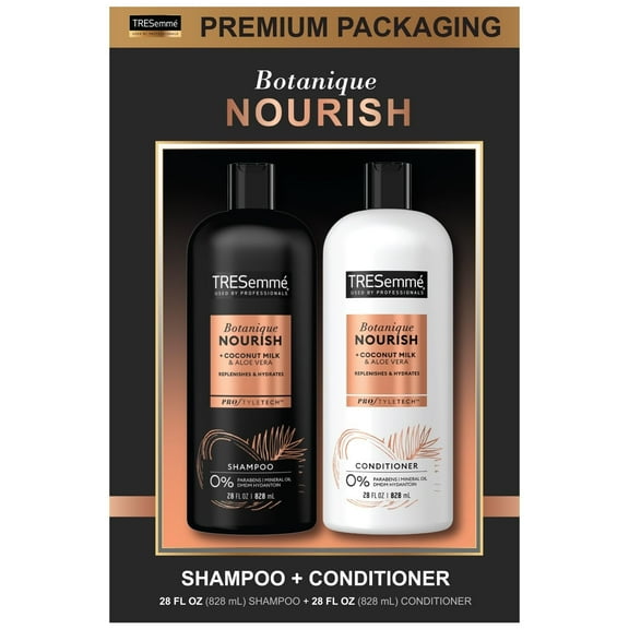 Tresemme Shampoo And Conditioner Set - Botanique Coconut Nourish Sulfate-Free Shampoo And Conditioner, Aloe Vera & Coconut Shampoo And Conditioner, 28 Fl Oz (2 Piece Set)