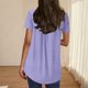 thumbnail image 4 of Camisetas Casuales de Mujer Cuello Redondo de Color Sólido con Diseño de Manga de Botón Ahuecado, Camiseta de Verano Ligera para Uso Diario, 4 of 9