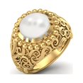 thumbnail image 2 of 3.3 CT Round Shape Pearl 925 Sterling Silver Gold Vermeil Solitaire Women Cocktail Valentines Day Gifts Ring, 2 of 3
