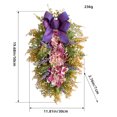 thumbnail image 3 of pstuiky Adorno colgante para puerta: Árbol invertido con flores artificiales, corona de flores moradas grandes bordadas, lazo., 3 of 9