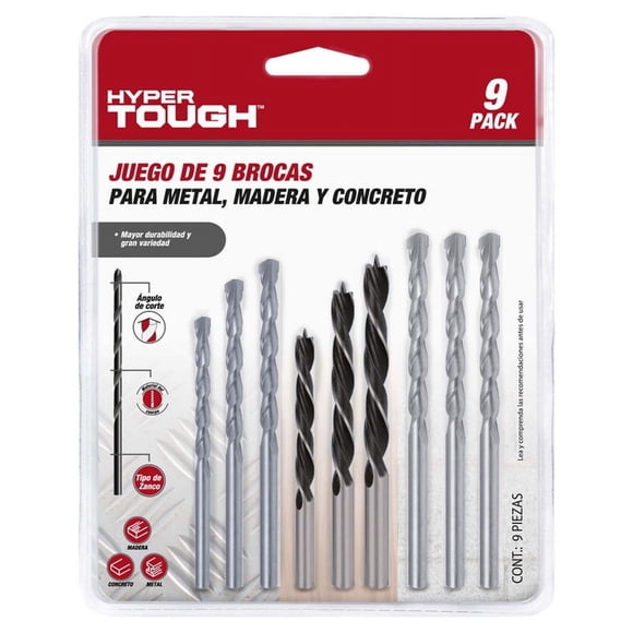 Kit Brocas Metal Concreto y Madera 9 Pzs Blister