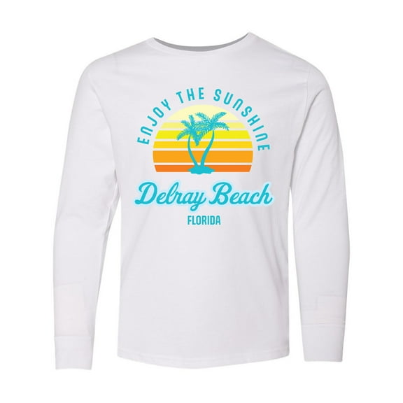 Inktastic Summer Enjoy the Sunshine Delray Beach Florida in Blue Long Sleeve Youth T-Shirt