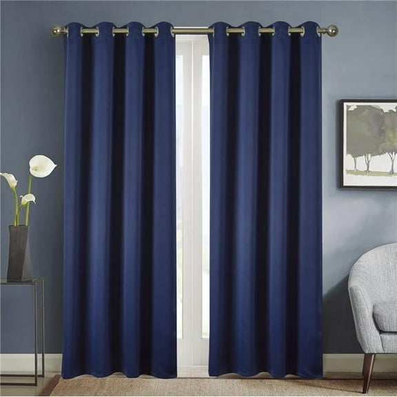 Olivia Gray Anchorage Blackout Single Grommet Curtain Panel 54" x 63", Navy Blue