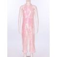 thumbnail image 2 of Miutii Kids Girls Allover Sequins Romper Halter Neck Sleeveless Strapy Back Dance Formal One-Piece Pink 14, 2 of 9