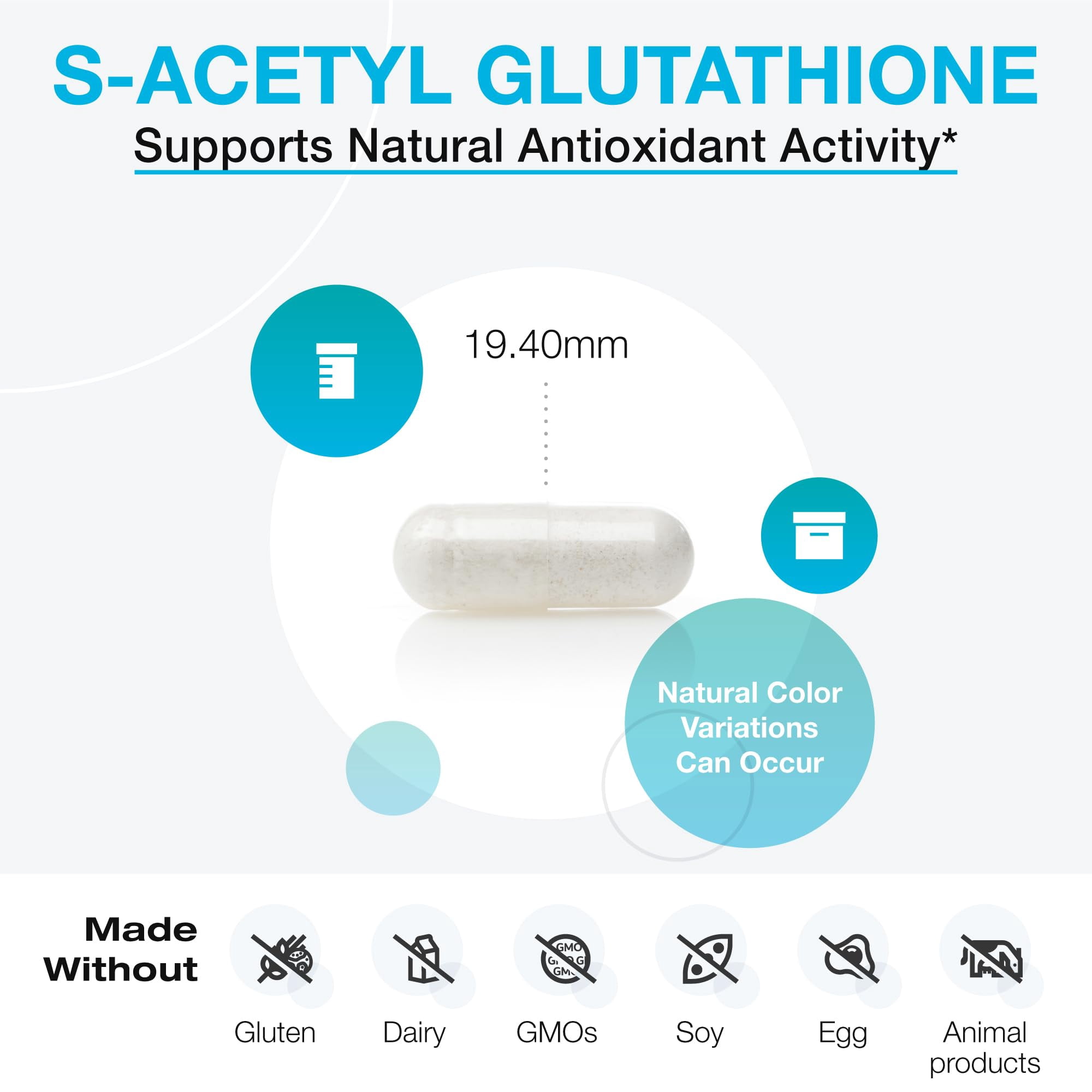 XYMOGEN S-Acetyl Glutathione - Acetylated Glutathione Supplement - Antioxidant & Cellular Support - Stomach Acid-Resistant Capsules - Non-GMO & gluten-free - 120 Capsules